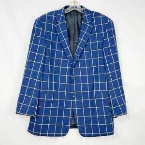 Paul Fredrick Wool Blazer Sport Coat Mens Size 43R Blue Plaid Jacket